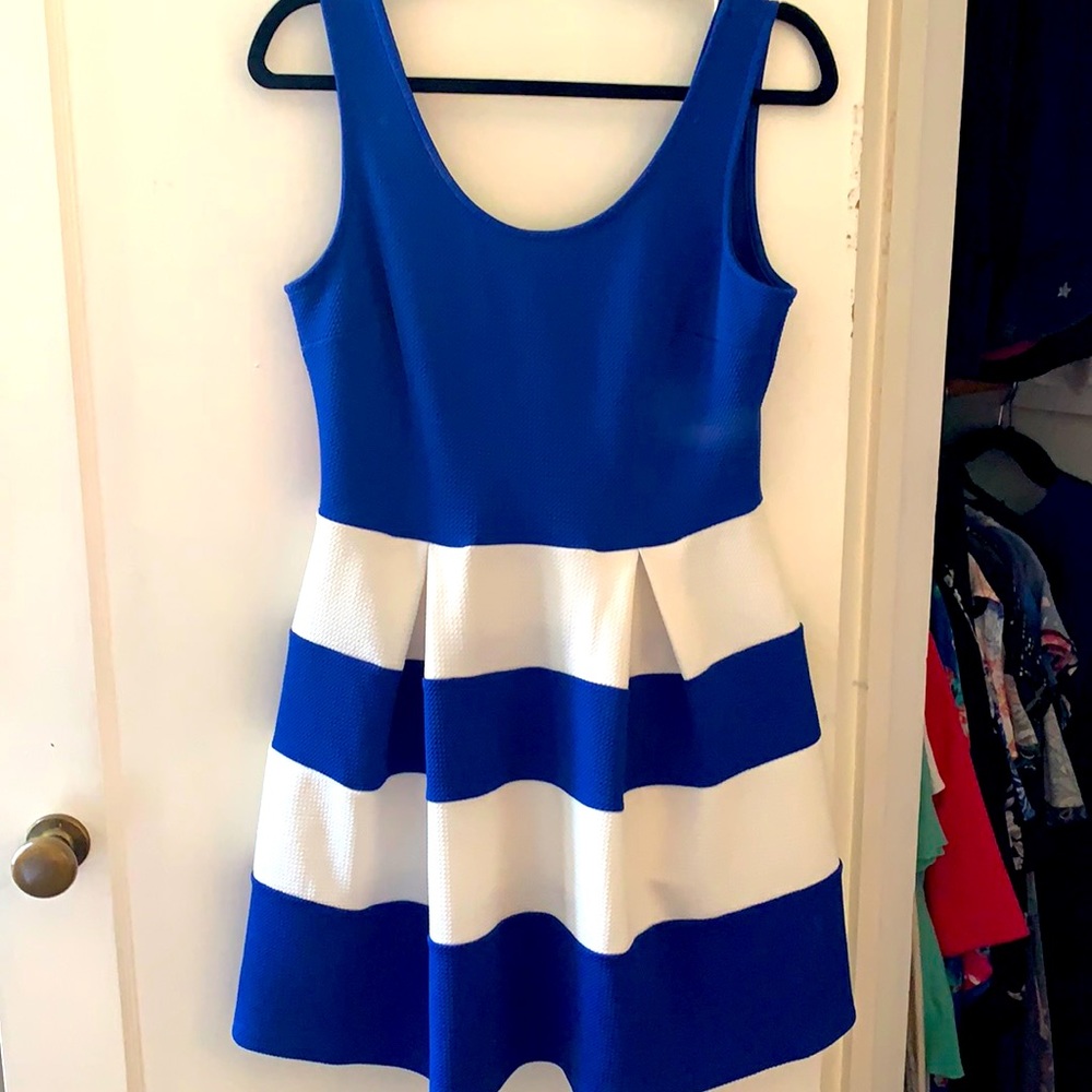 Summery blue and white tank dress